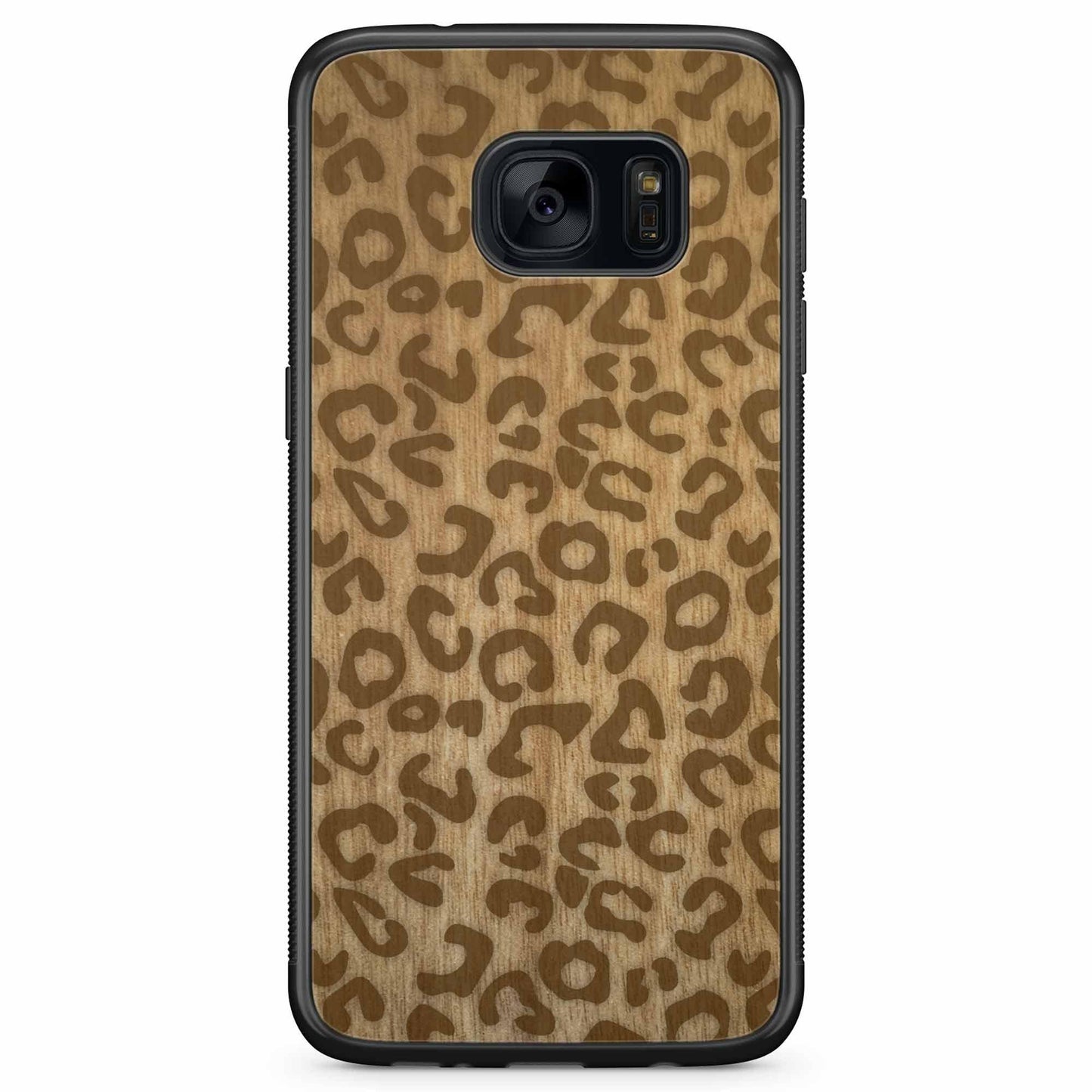 Natural Tanginika Wood Engraved Cheetah Print Protective Phone Case - Lovez Aqua© - 