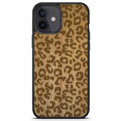 Natural Tanginika Wood Engraved Cheetah Print Protective Phone Case - Lovez Aqua© - 