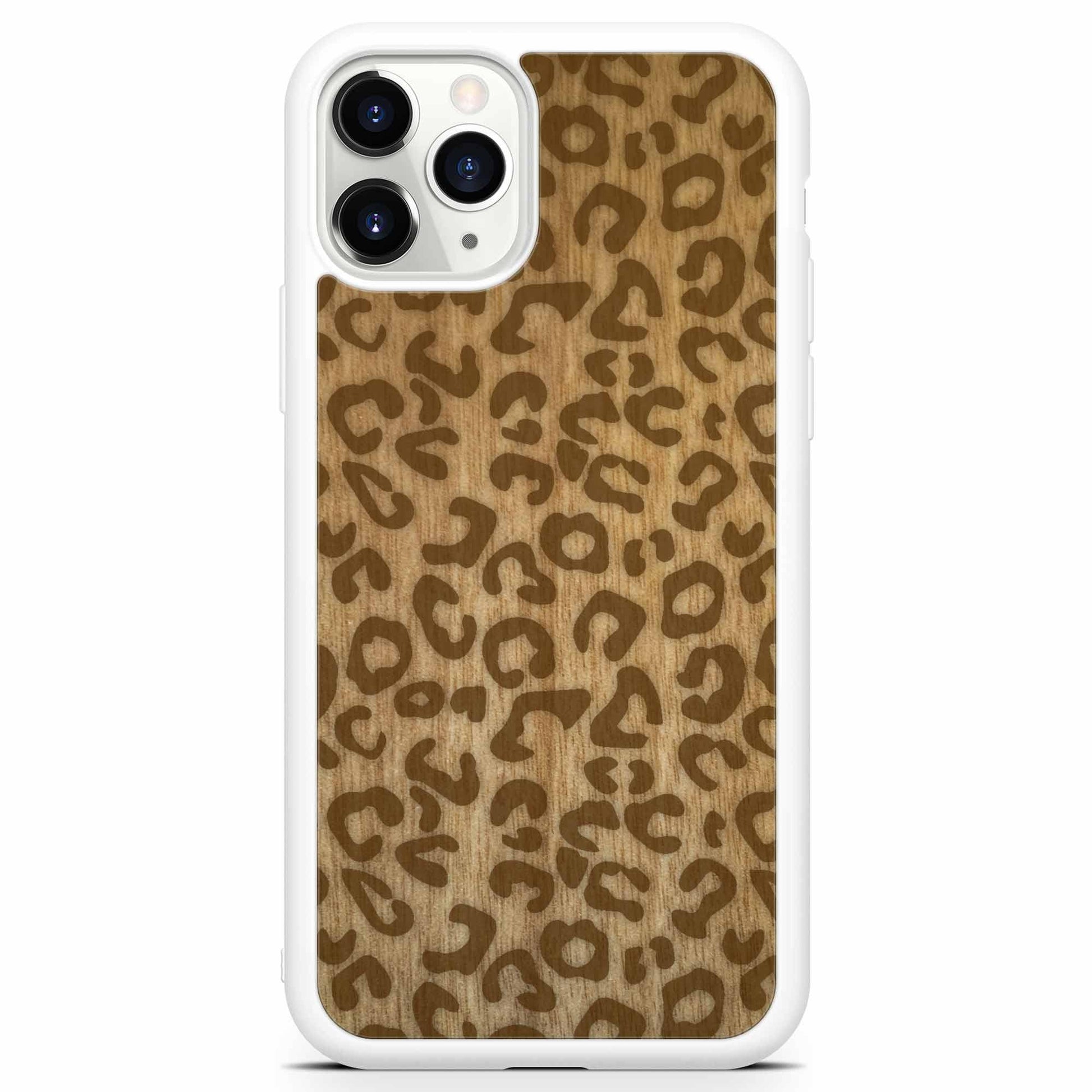 Natural Tanginika Wood Engraved Cheetah Print Protective Phone Case - Lovez Aqua© - 