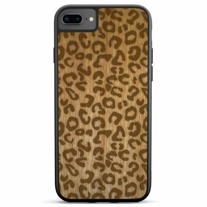 Natural Tanginika Wood Engraved Cheetah Print Protective Phone Case - Lovez Aqua© - 