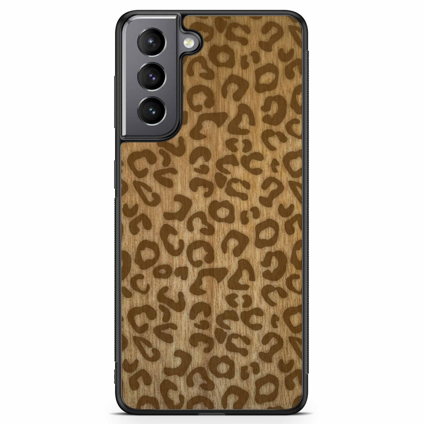 Natural Tanginika Wood Engraved Cheetah Print Protective Phone Case - Lovez Aqua© - 