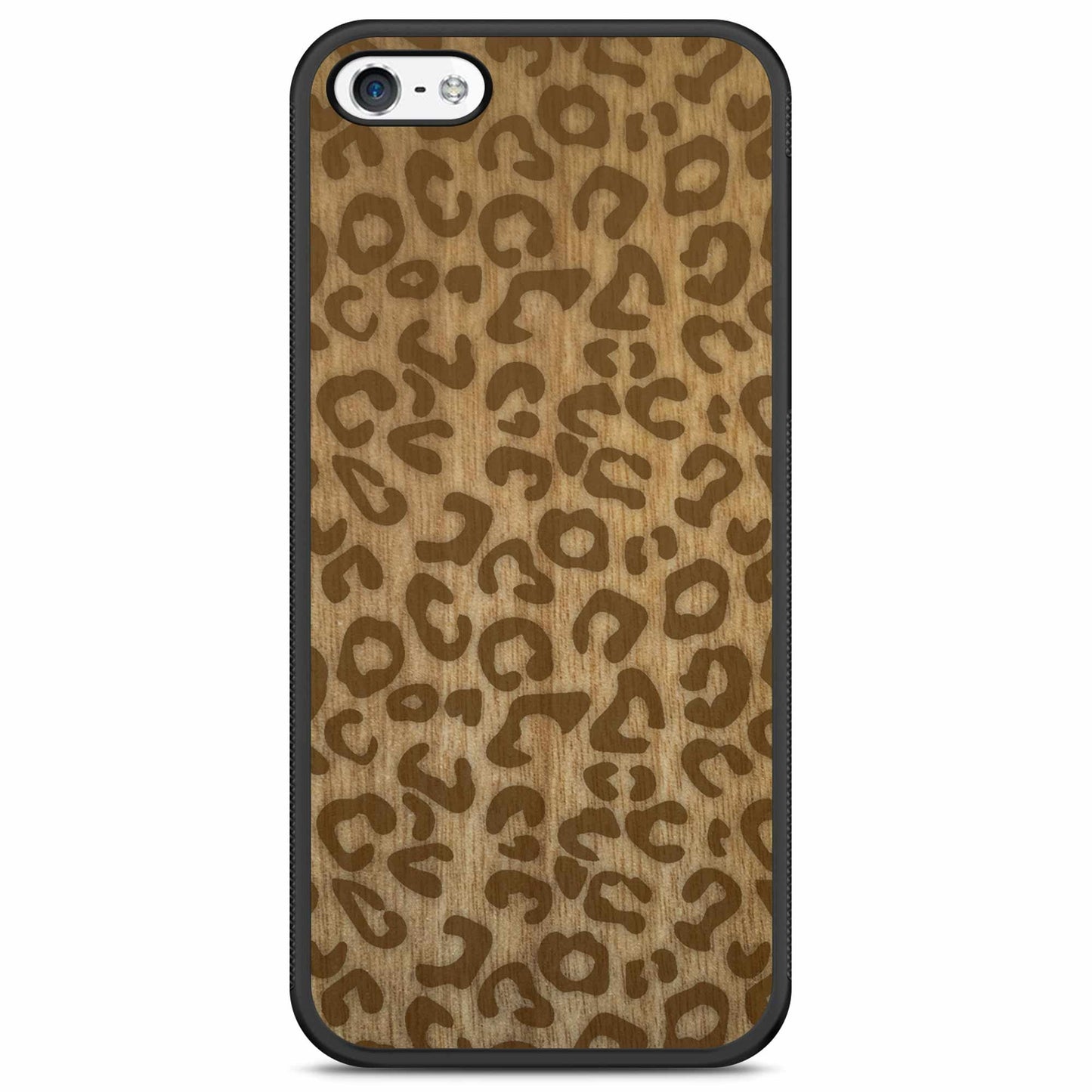 Natural Tanginika Wood Engraved Cheetah Print Protective Phone Case - Lovez Aqua© - 