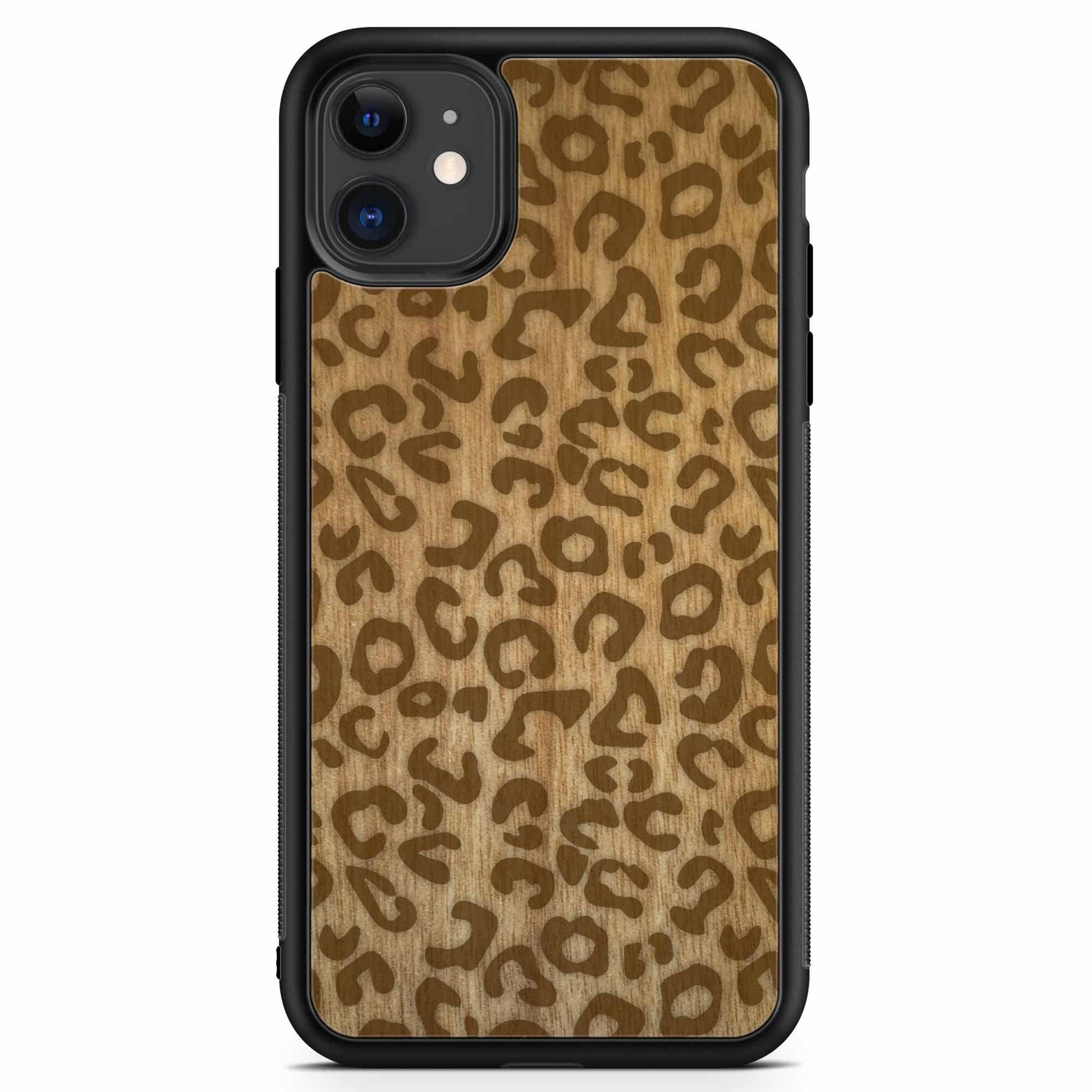 Natural Tanginika Wood Engraved Cheetah Print Protective Phone Case - Lovez Aqua© - 