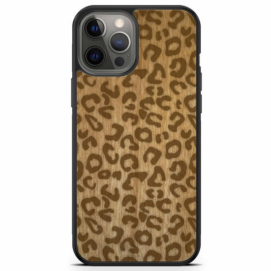 Natural Tanginika Wood Engraved Cheetah Print Protective Phone Case - Lovez Aqua© - 