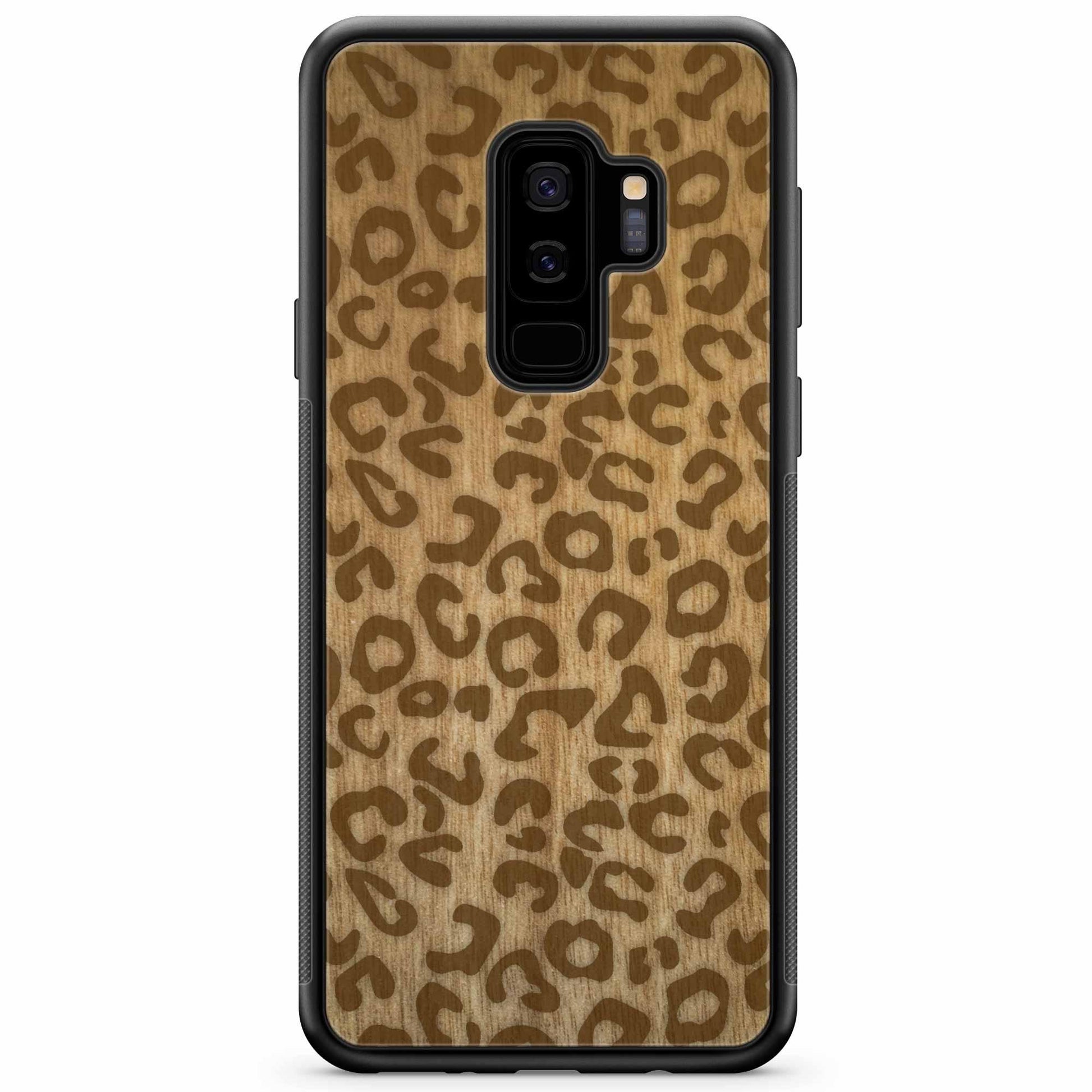 Natural Tanginika Wood Engraved Cheetah Print Protective Phone Case - Lovez Aqua© - 