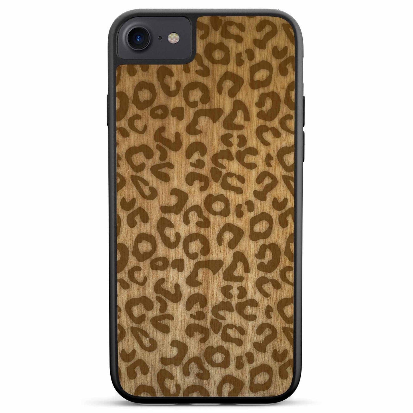 Natural Tanginika Wood Engraved Cheetah Print Protective Phone Case - Lovez Aqua© - 