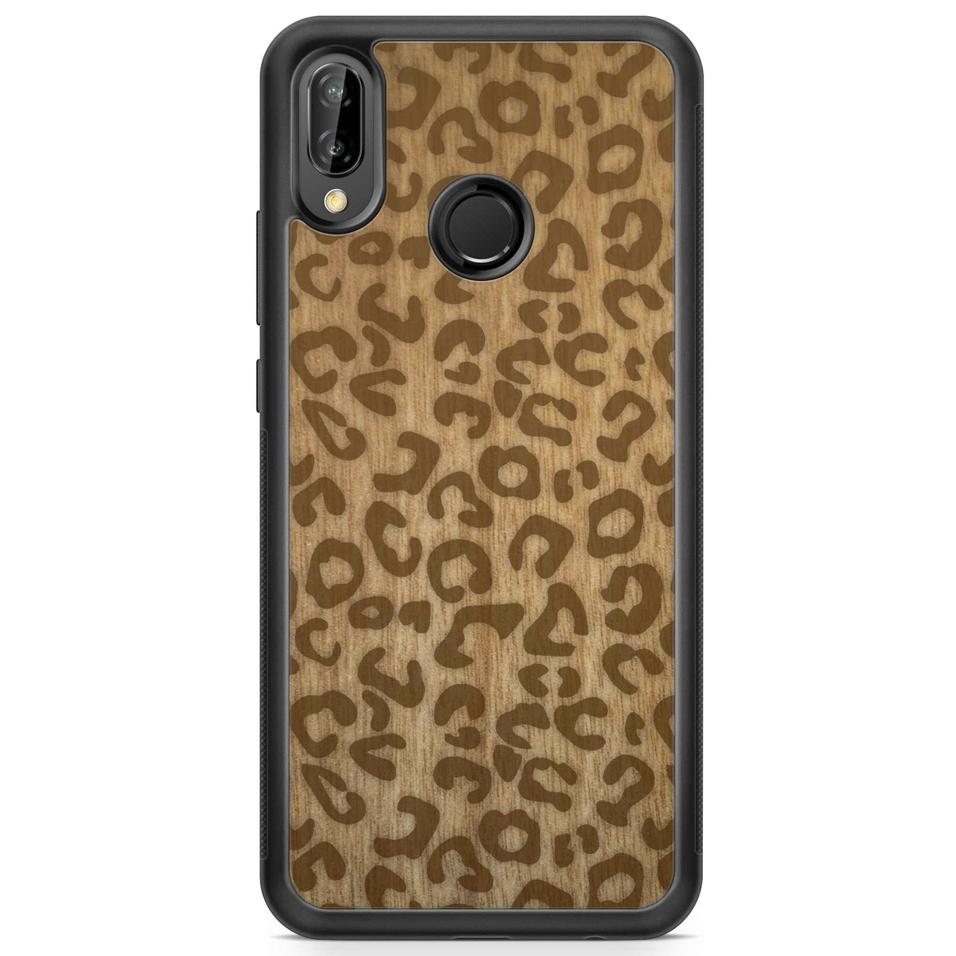 Natural Tanginika Wood Engraved Cheetah Print Protective Phone Case - Lovez Aqua© - 