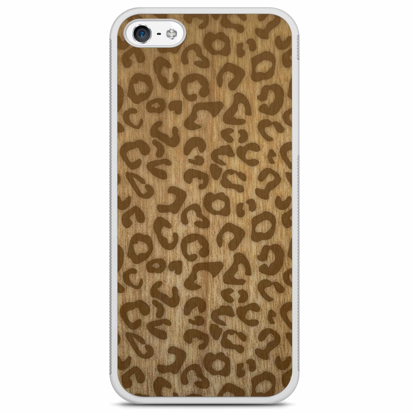 Natural Tanginika Wood Engraved Cheetah Print Protective Phone Case - Lovez Aqua© - 