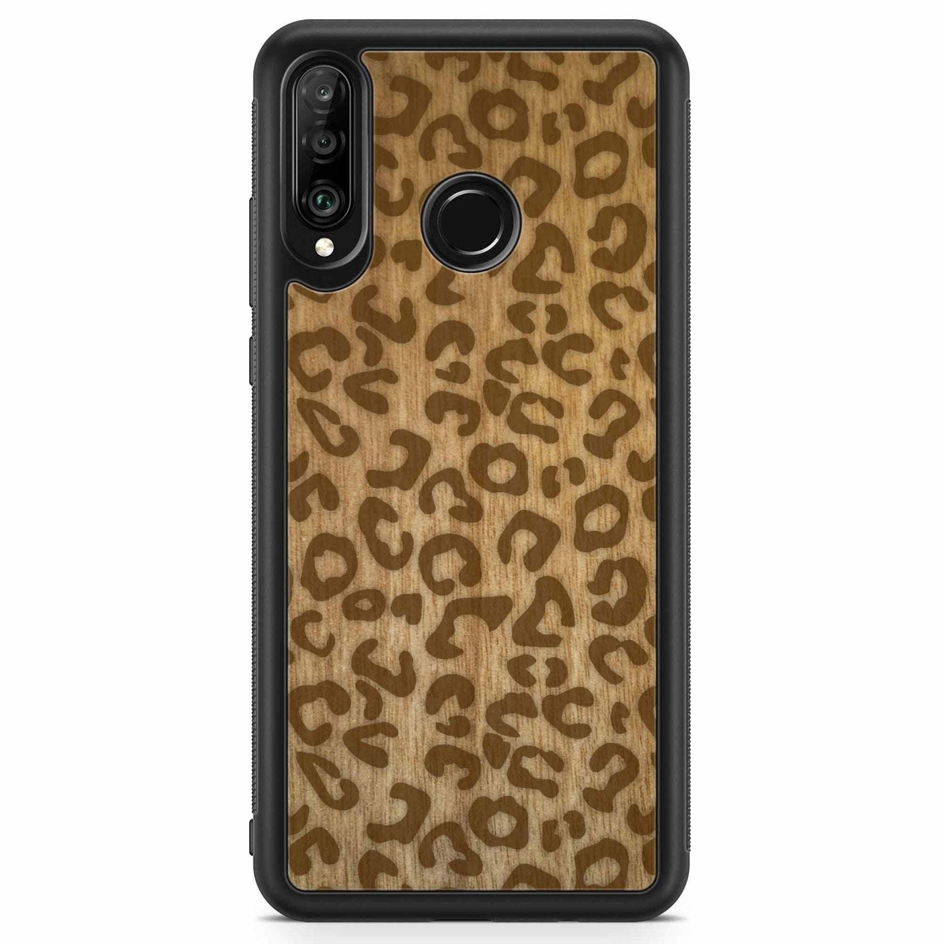 Natural Tanginika Wood Engraved Cheetah Print Protective Phone Case - Lovez Aqua© - 