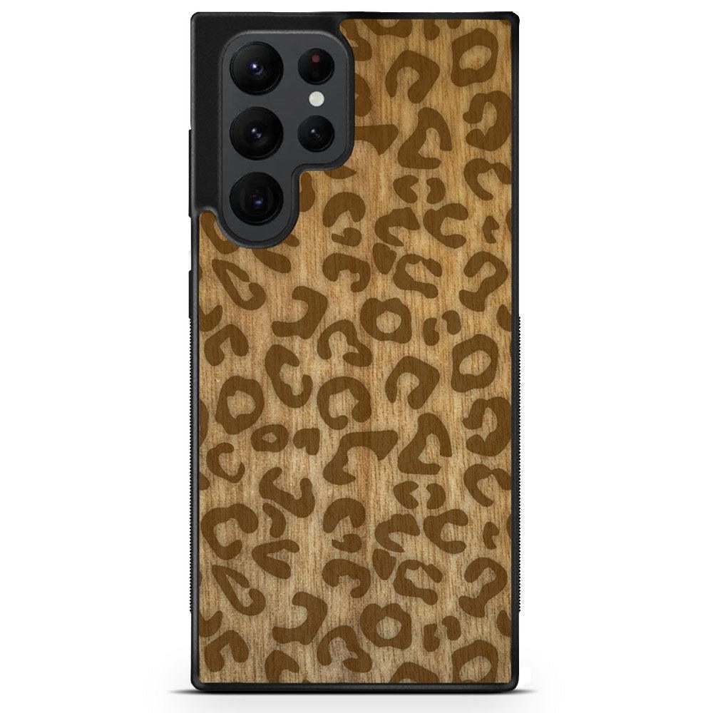 Natural Tanginika Wood Engraved Cheetah Print Protective Phone Case - Lovez Aqua© - 