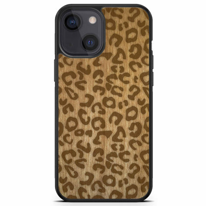 Natural Tanginika Wood Engraved Cheetah Print Protective Phone Case - Lovez Aqua© - 