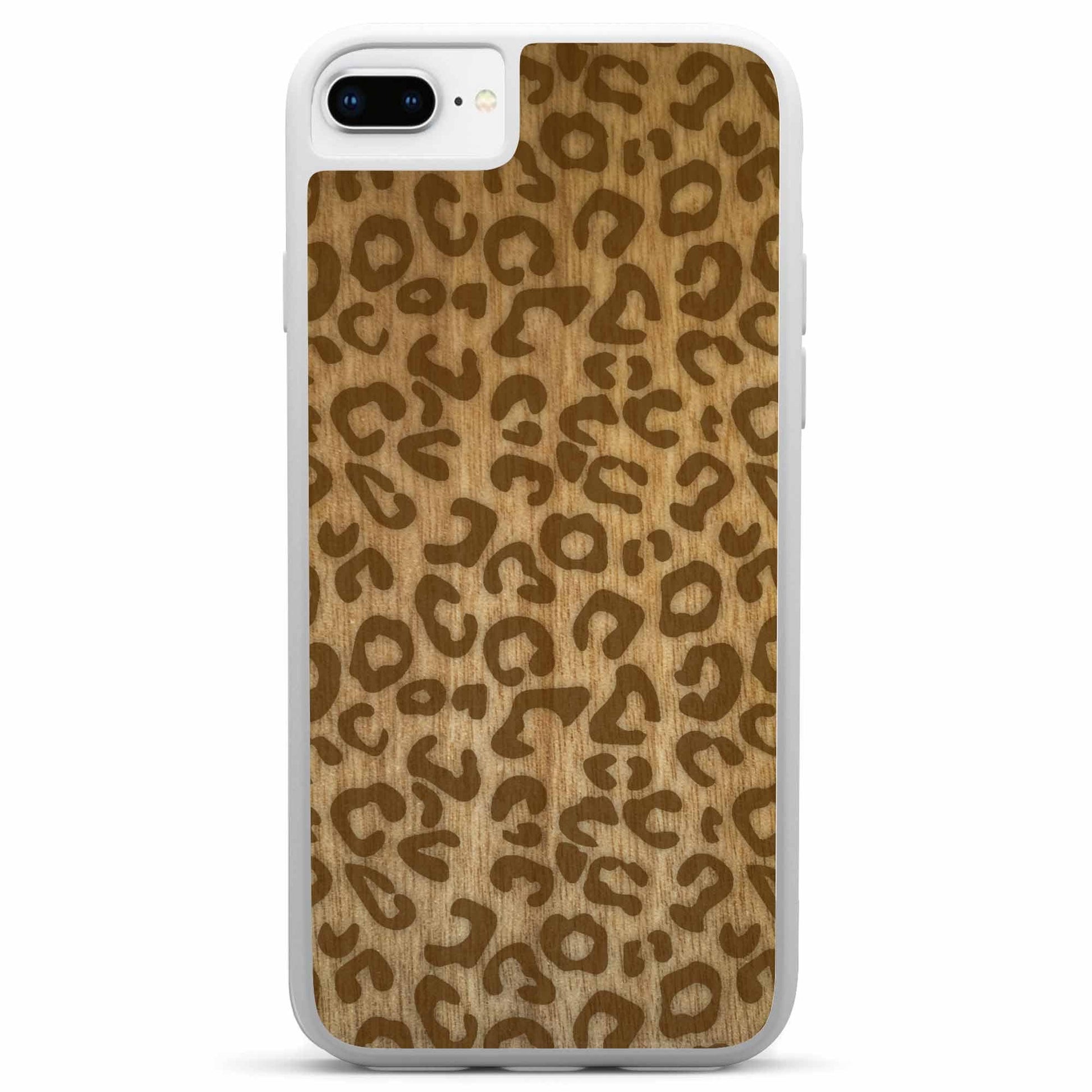 Natural Tanginika Wood Engraved Cheetah Print Protective Phone Case - Lovez Aqua© - 