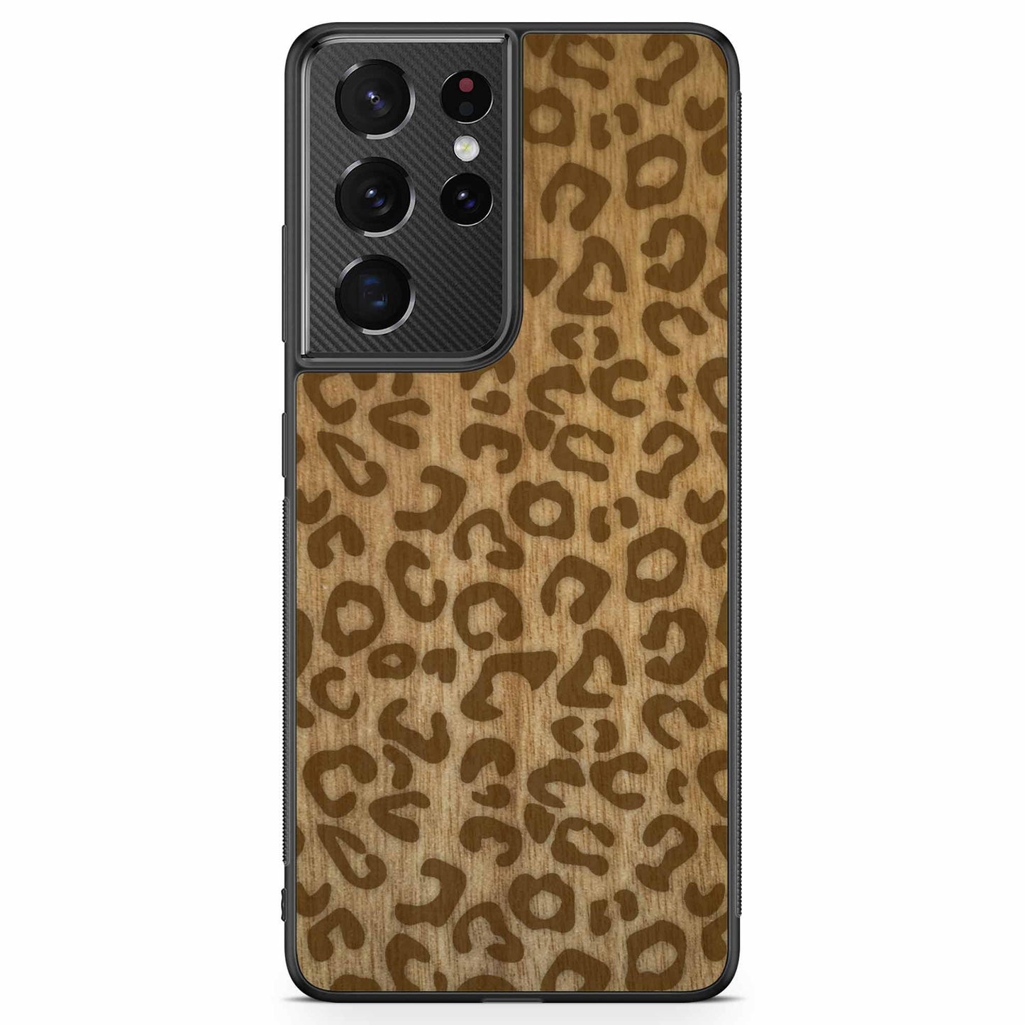 Natural Tanginika Wood Engraved Cheetah Print Protective Phone Case - Lovez Aqua© - 