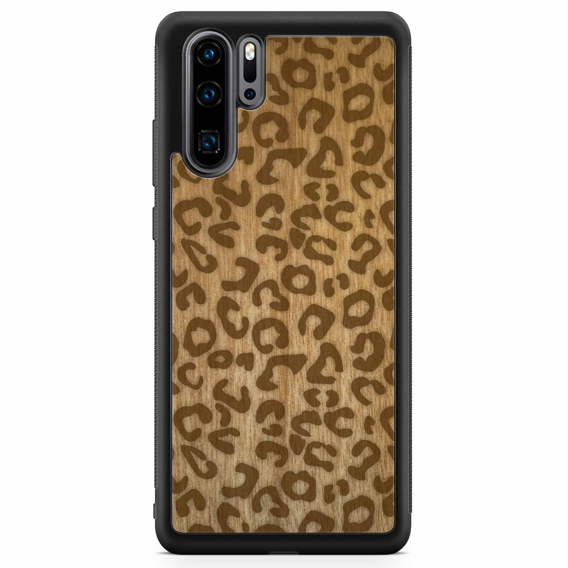 Natural Tanginika Wood Engraved Cheetah Print Protective Phone Case - Lovez Aqua© - 