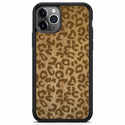 Natural Tanginika Wood Engraved Cheetah Print Protective Phone Case - Lovez Aqua© - 