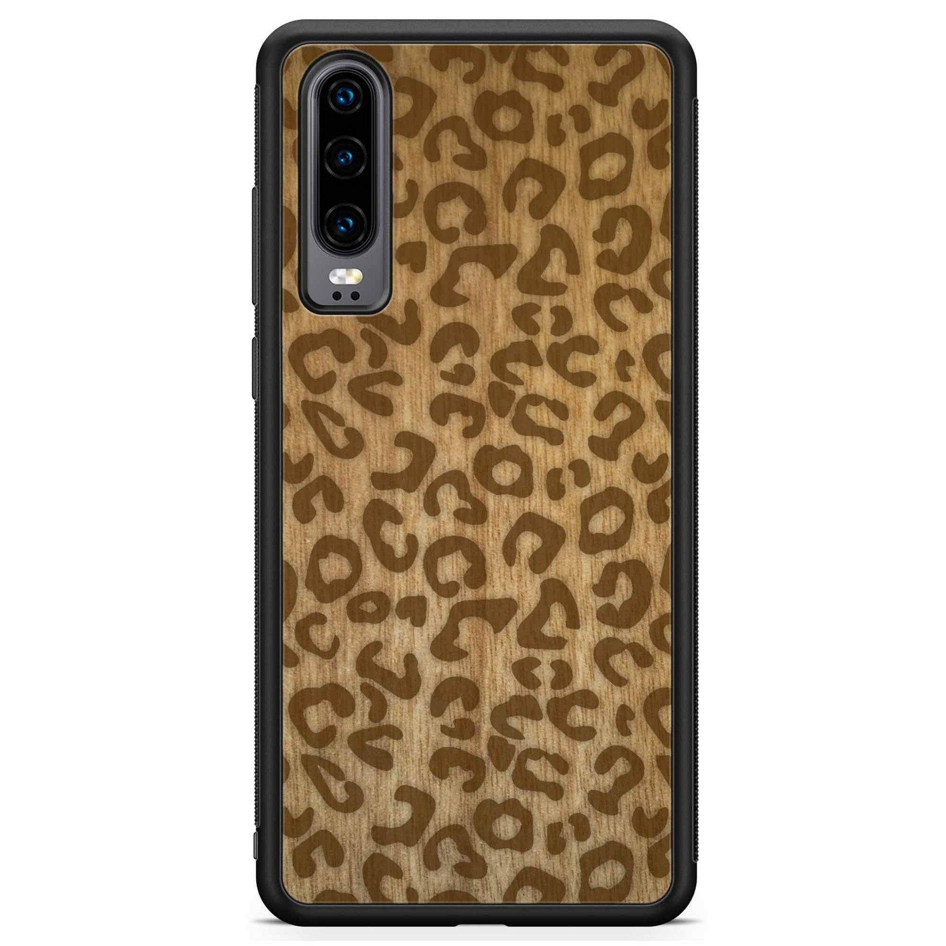 Natural Tanginika Wood Engraved Cheetah Print Protective Phone Case - Lovez Aqua© - 