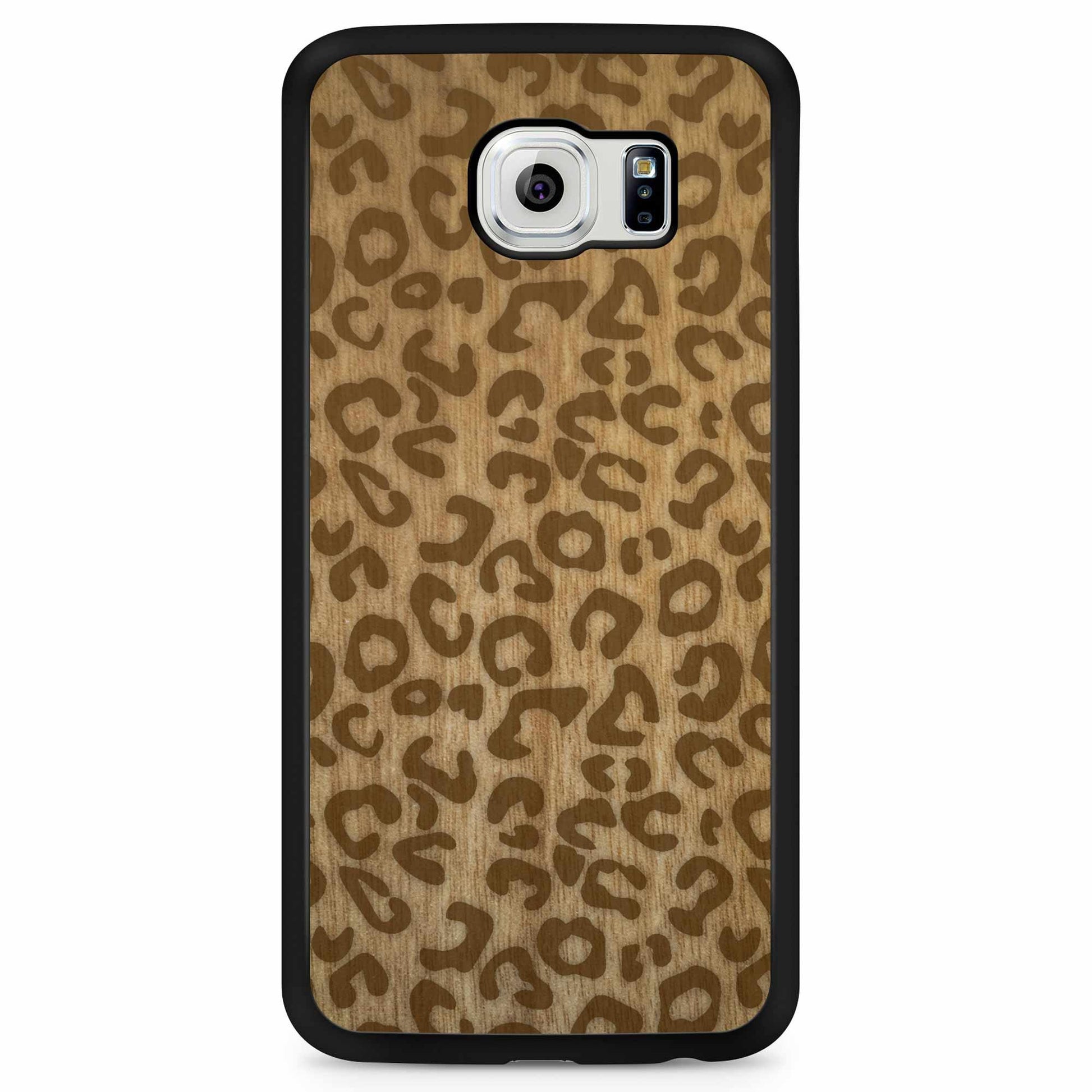 Natural Tanginika Wood Engraved Cheetah Print Protective Phone Case - Lovez Aqua© - 