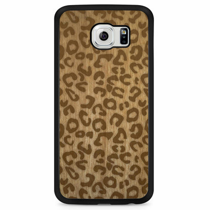 Natural Tanginika Wood Engraved Cheetah Print Protective Phone Case - Lovez Aqua© - 