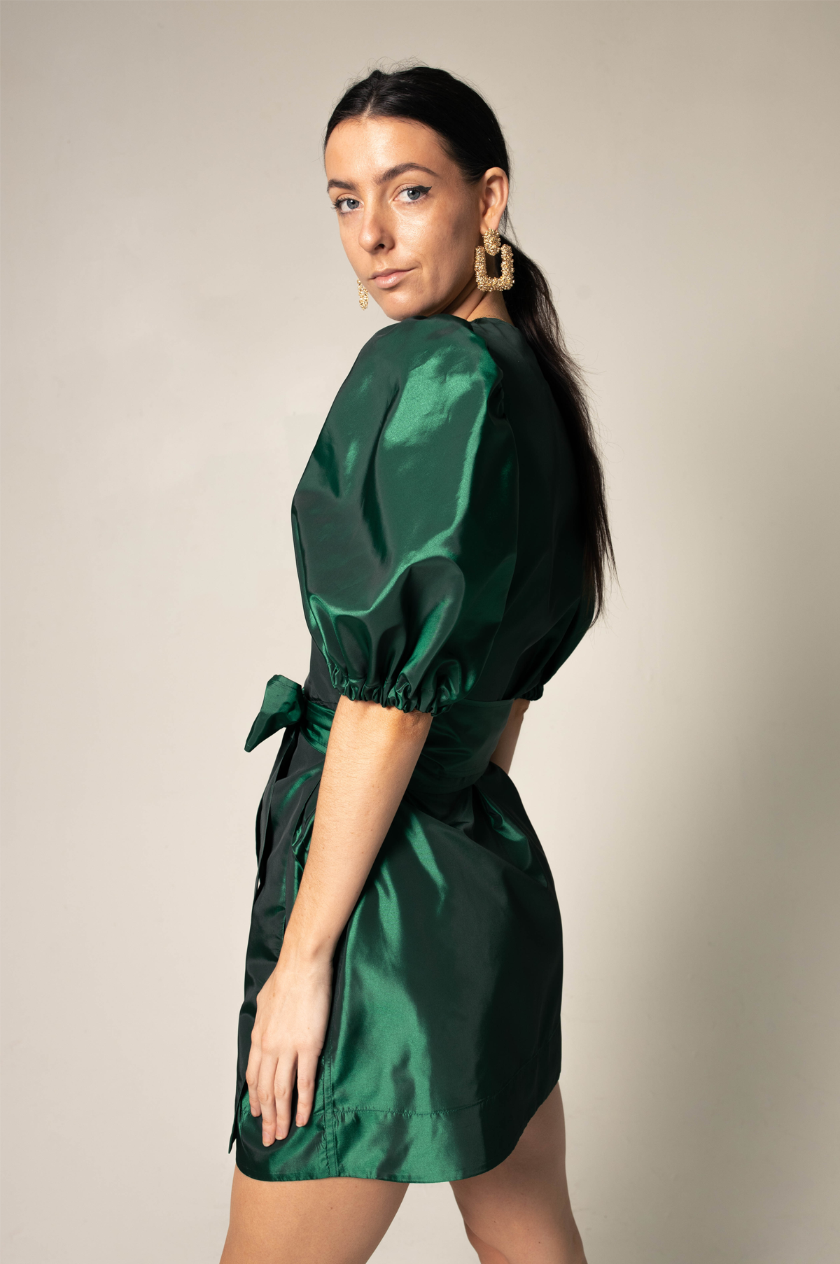 Glamourous Emerald Green Women's Wrap Mini Dress With Ruffled Sleeves - 80d3e6-0e.myshopify.com - -  