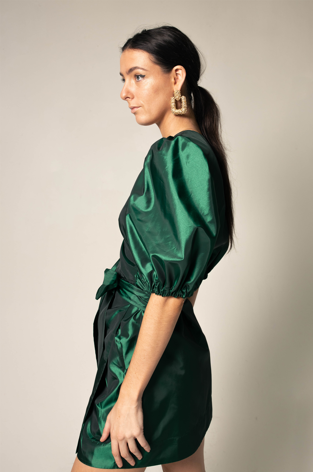 Glamourous Emerald Green Women's Wrap Mini Dress With Ruffled Sleeves - 80d3e6-0e.myshopify.com - -  