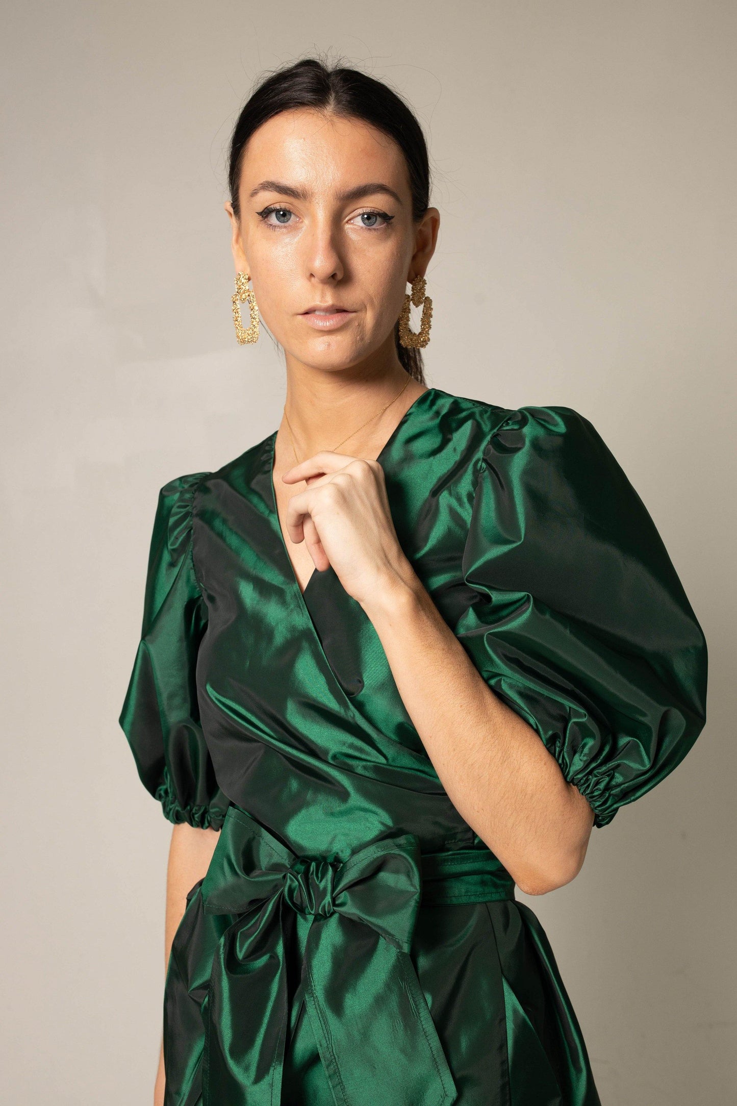 Glamourous Emerald Green Women's Wrap Mini Dress With Ruffled Sleeves - 80d3e6-0e.myshopify.com - -  