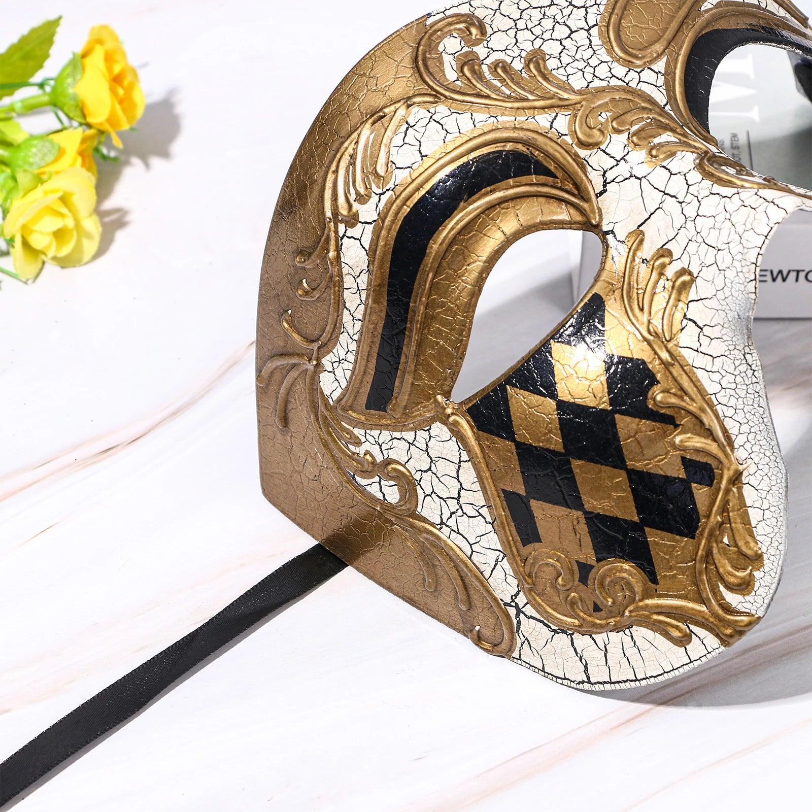 Phantom of the Opera Crackled Half Face Venetian Masquerade Mask - Lovez Aqua© - 