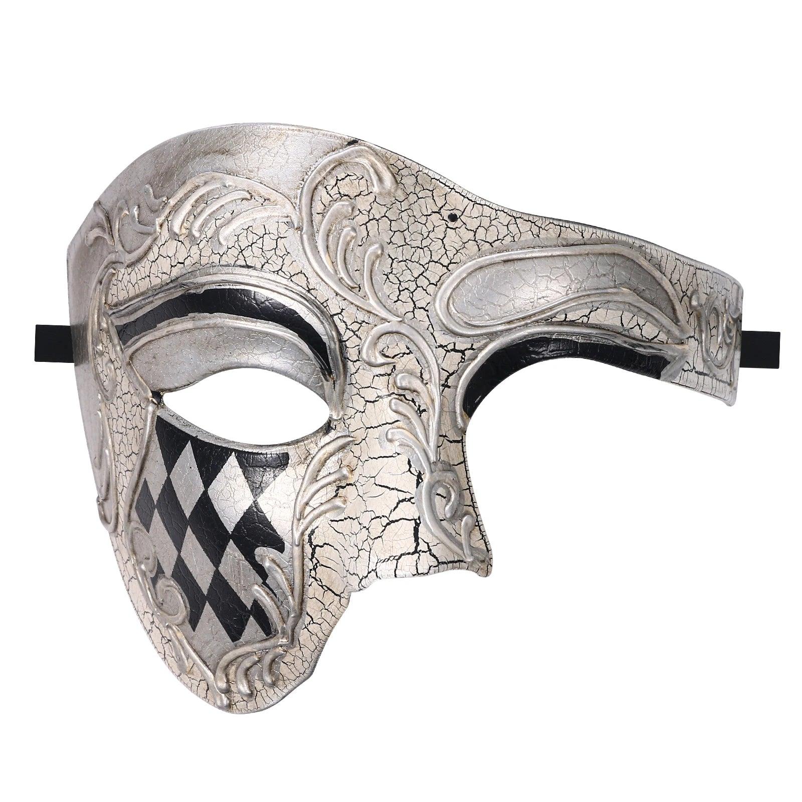 Phantom of the Opera Crackled Half Face Venetian Masquerade Mask - Lovez Aqua© - 