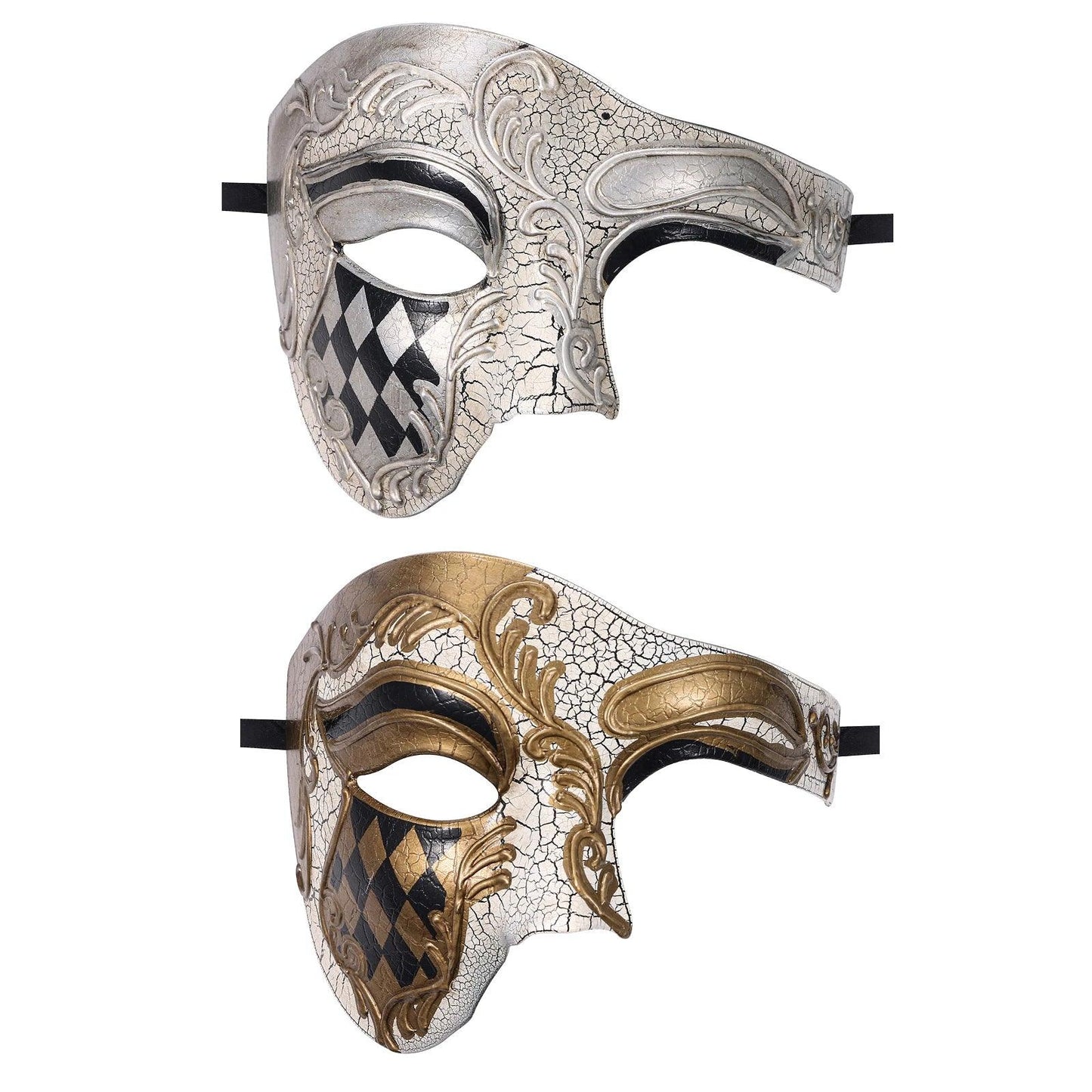 Phantom of the Opera Crackled Half Face Venetian Masquerade Mask - Lovez Aqua© - 