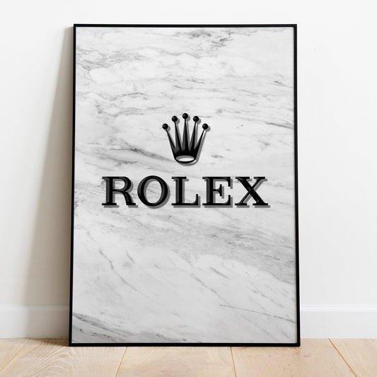 Rolex Watch Logo White Marble Effect Art Print Poster - Lovez Aqua© - 