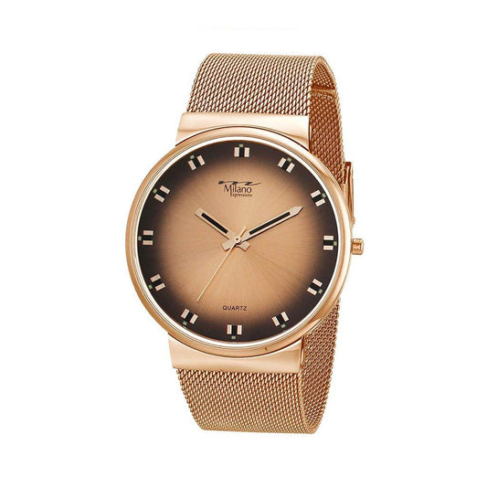 Rose Gold-Tone Mesh Band Women’s Watch with Sleek Black Dial - Lovez Aqua© - 