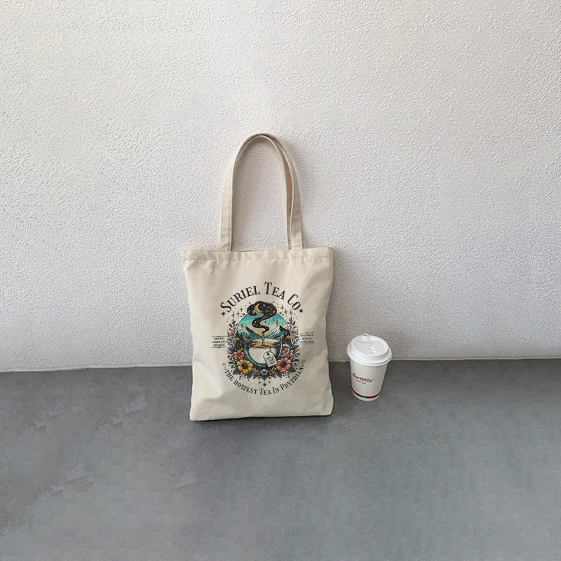 "Suriel Tea Co" ACOTAR Serving the Hottest Tea in Prythian Canvas Tote Bag - Lovez Aqua© - 