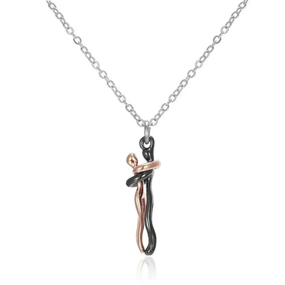 Romantic Couple Hugging Loving Embrace Pendant Necklace - 80d3e6-0e.myshopify.com - Rose Gold  Black -  Rose Gold  Black