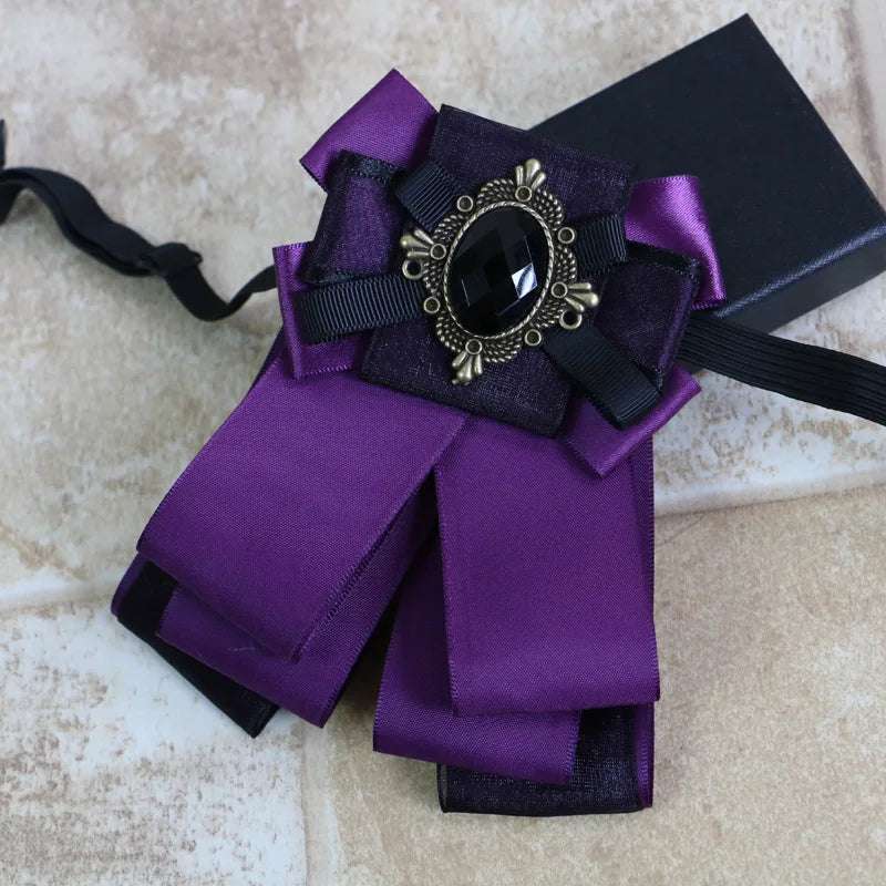 Vintage Baroque Men's Formal Ribbon Bowtie with Filigree Cabochon Rhinestone - 80d3e6-0e.myshopify.com - 2 -  2