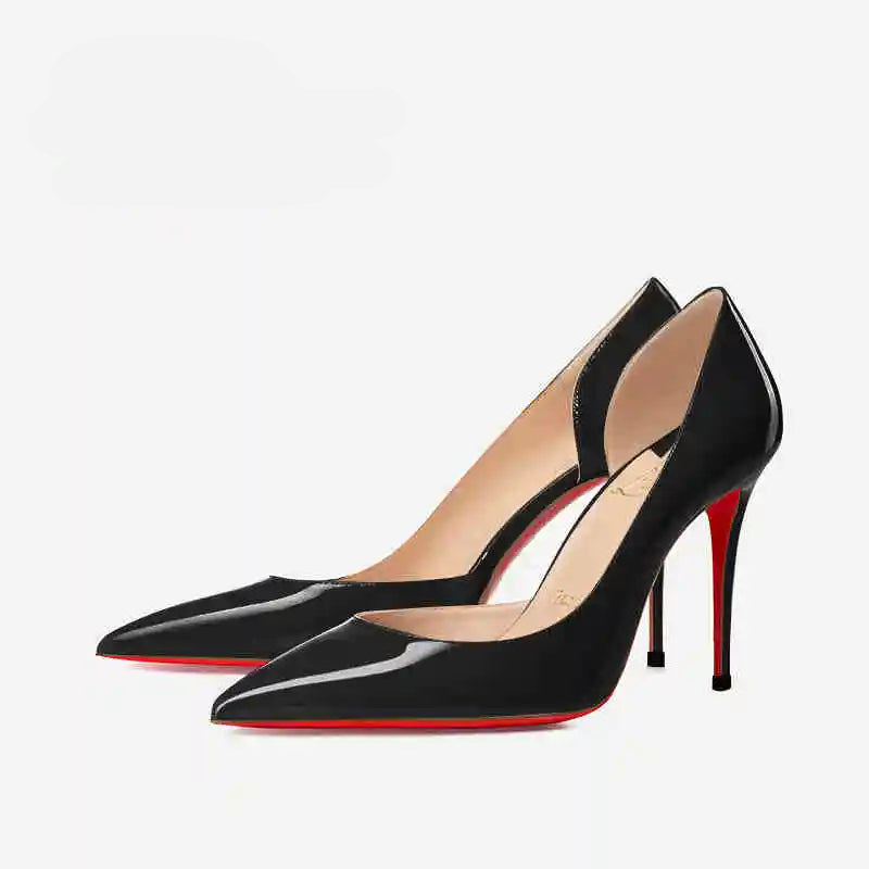 Woman's Red Sole Bottom Glossy Patent Leather Pointed Toe High Heels - 80d3e6-0e.myshopify.com - Black 10cm / US / 39 -  Black 10cm