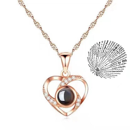 Romantic Love Heart Necklace 100 Languages I Love You Projection Necklace - 80d3e6-0e.myshopify.com - Rose Gold Jeweled Heart -  Rose Gold Jeweled Heart