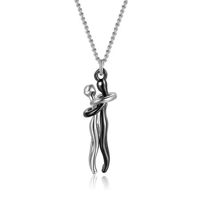 Romantic Couple Hugging Loving Embrace Pendant Necklace - 80d3e6-0e.myshopify.com - Silver Black -  Silver Black