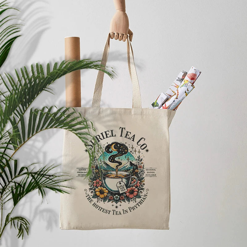 "Suriel Tea Co" ACOTAR Serving the Hottest Tea in Prythian Canvas Tote Bag - Lovez Aqua© - 