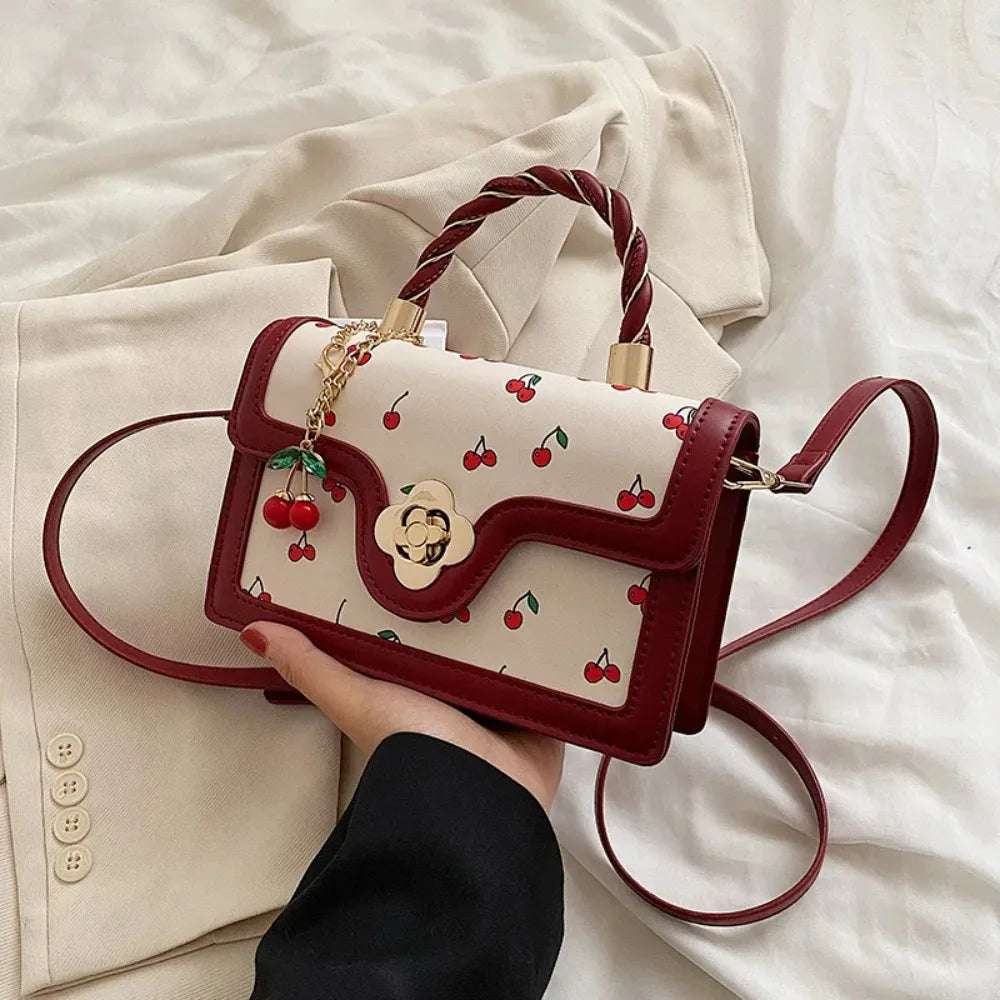 Luxury Burgundy & White Sweet Cherry Women's Messenger Crossbody Bag - 80d3e6-0e.myshopify.com - -  