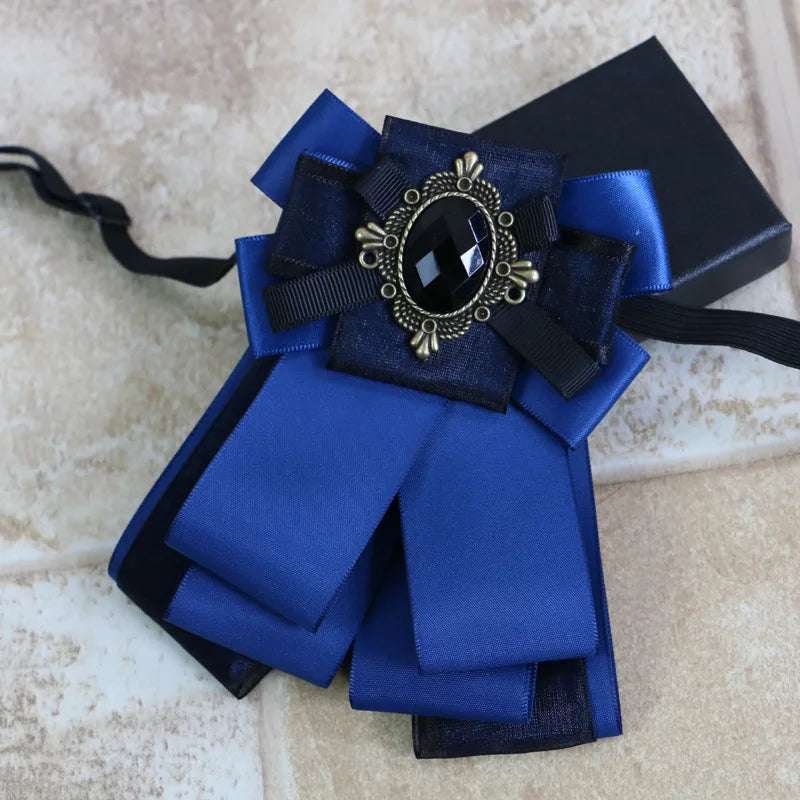 Vintage Baroque Men's Formal Ribbon Bowtie with Filigree Cabochon Rhinestone - 80d3e6-0e.myshopify.com - 4 -  4