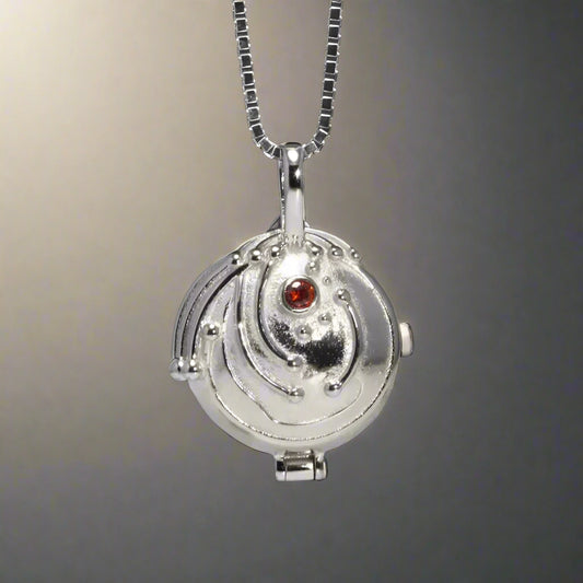 925 Sterling Silver Elena Gilbert Vervain Pendant Necklace with Red Zircon