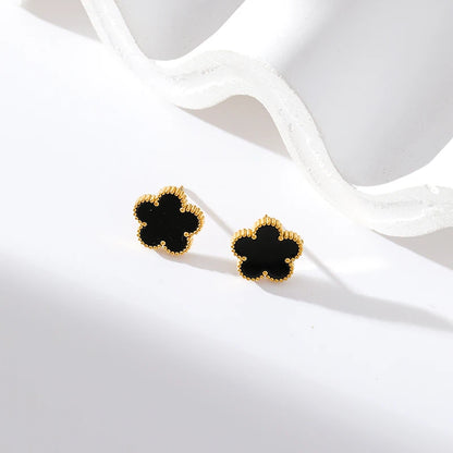 Luxury Black & Gold Five Leaf Clover Flower Necklace, Bracelet & Earrings Set - 80d3e6-0e.myshopify.com - -  