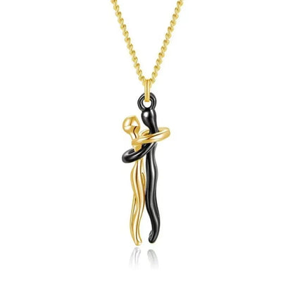 Romantic Couple Hugging Loving Embrace Pendant Necklace - 80d3e6-0e.myshopify.com - Gold Black -  Gold Black