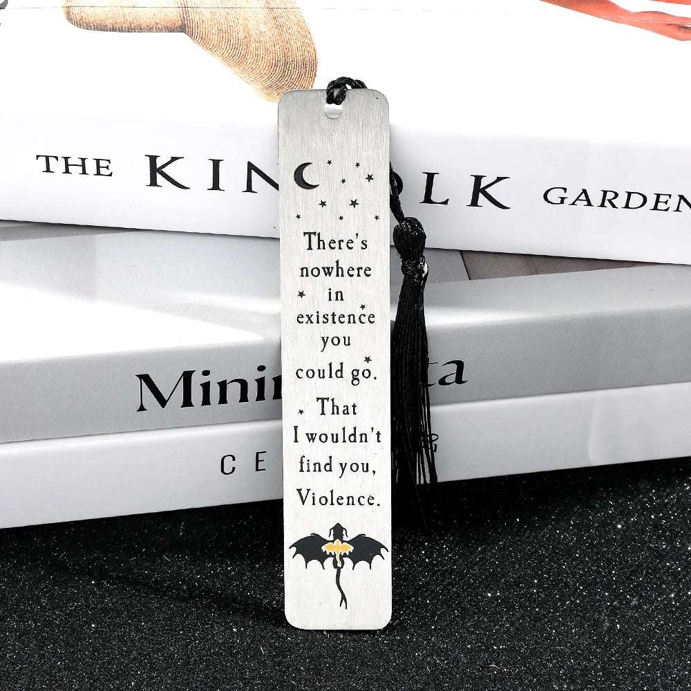 Fantasy Fourth Wing Dragon's Tairn, & Andarna Quote Stainless Steel Bookmark - 80d3e6-0e.myshopify.com - -  