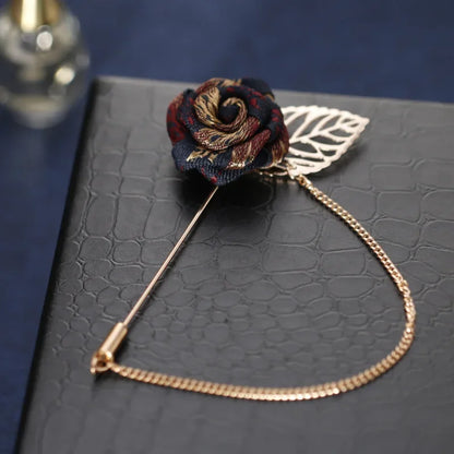 Vintage Red, Black & Gold Rose Men's Tassel Chain Suit Collar Brooch Lapel Pin - 80d3e6-0e.myshopify.com - 1 -  1