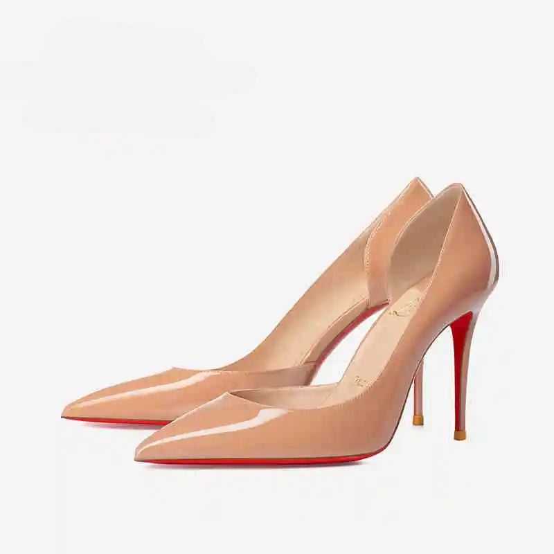 Woman's Red Sole Bottom Glossy Patent Leather Pointed Toe High Heels - 80d3e6-0e.myshopify.com - Naked color 6cm / US / 43 -  Naked color 6cm