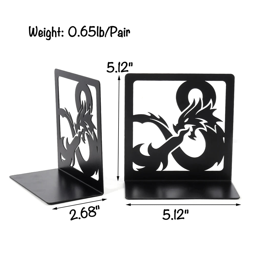 Fourth Wing Fire Dragon Hollow Black Iron Shelf Bookends (2 Pcs)