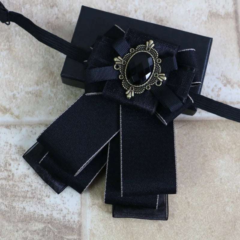 Vintage Baroque Men's Formal Ribbon Bowtie with Filigree Cabochon Rhinestone - 80d3e6-0e.myshopify.com - 11 -  11