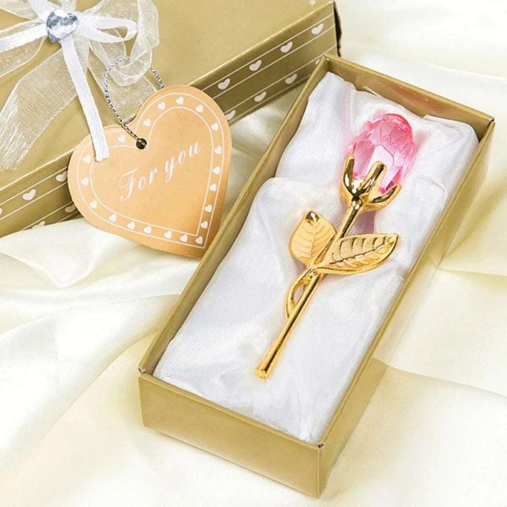 Valentine's Day Gift Crystal Glass Rose with Silver or Gold Gilded Stem - 80d3e6-0e.myshopify.com - Gold Pink -  Gold Pink