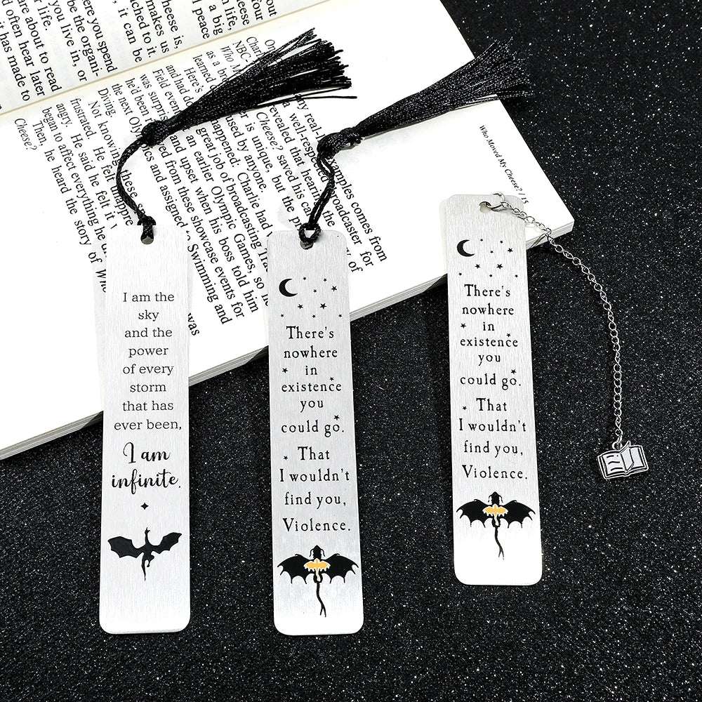 Fantasy Fourth Wing Dragon's Tairn, & Andarna Quote Stainless Steel Bookmark - 80d3e6-0e.myshopify.com - -  