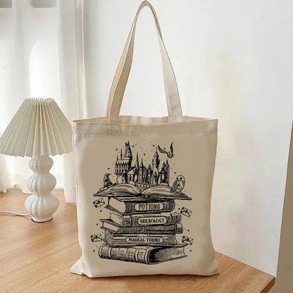 Harry Potter Wizarding World Hogwarts & Magic Books Canvas Tote Bag